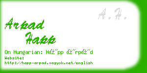 arpad happ business card
